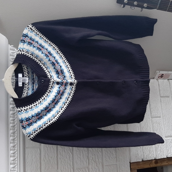 IZOD Petite Knitted Navy Blue Cotton Cardigan Size M - Picture 1 of 8